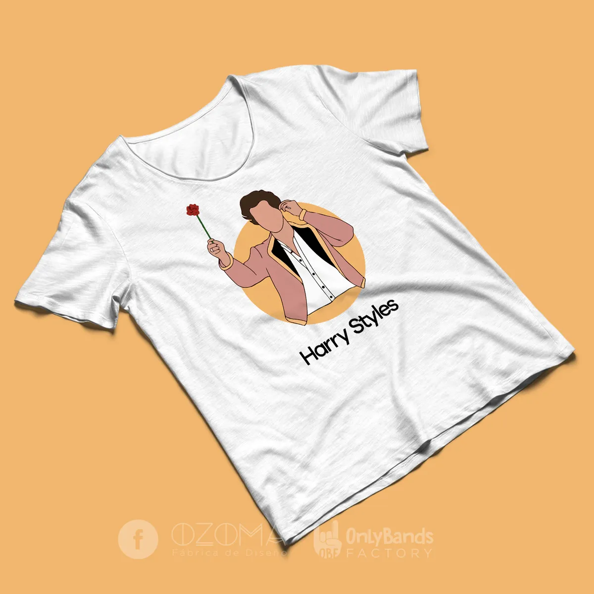 Playera Harry Styles Ilustración Rosa - Modelo 3