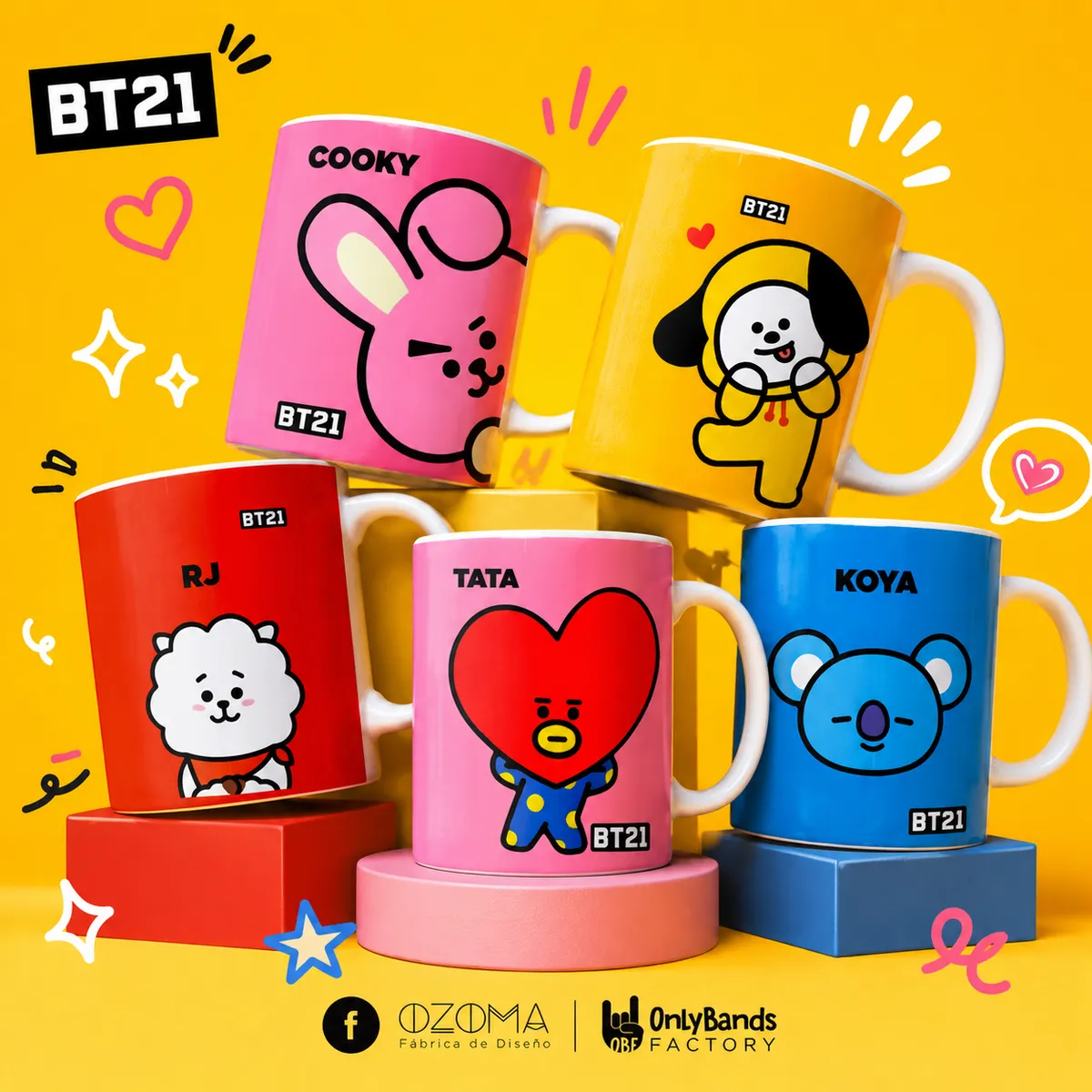 Taza BTS BT21 color blanco | K-Pop