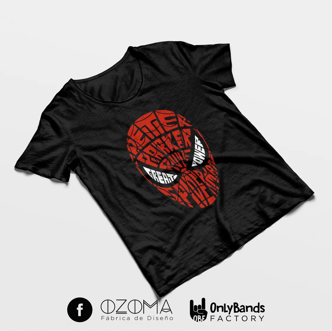 Playera Spider-Man Typographic Mask - Modelo 6
