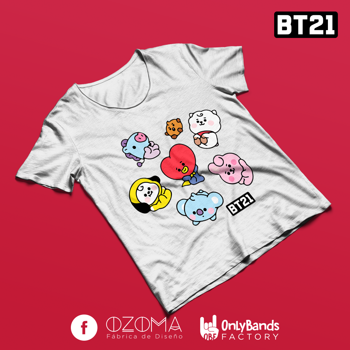 Playera BT21 Characters Blanco 