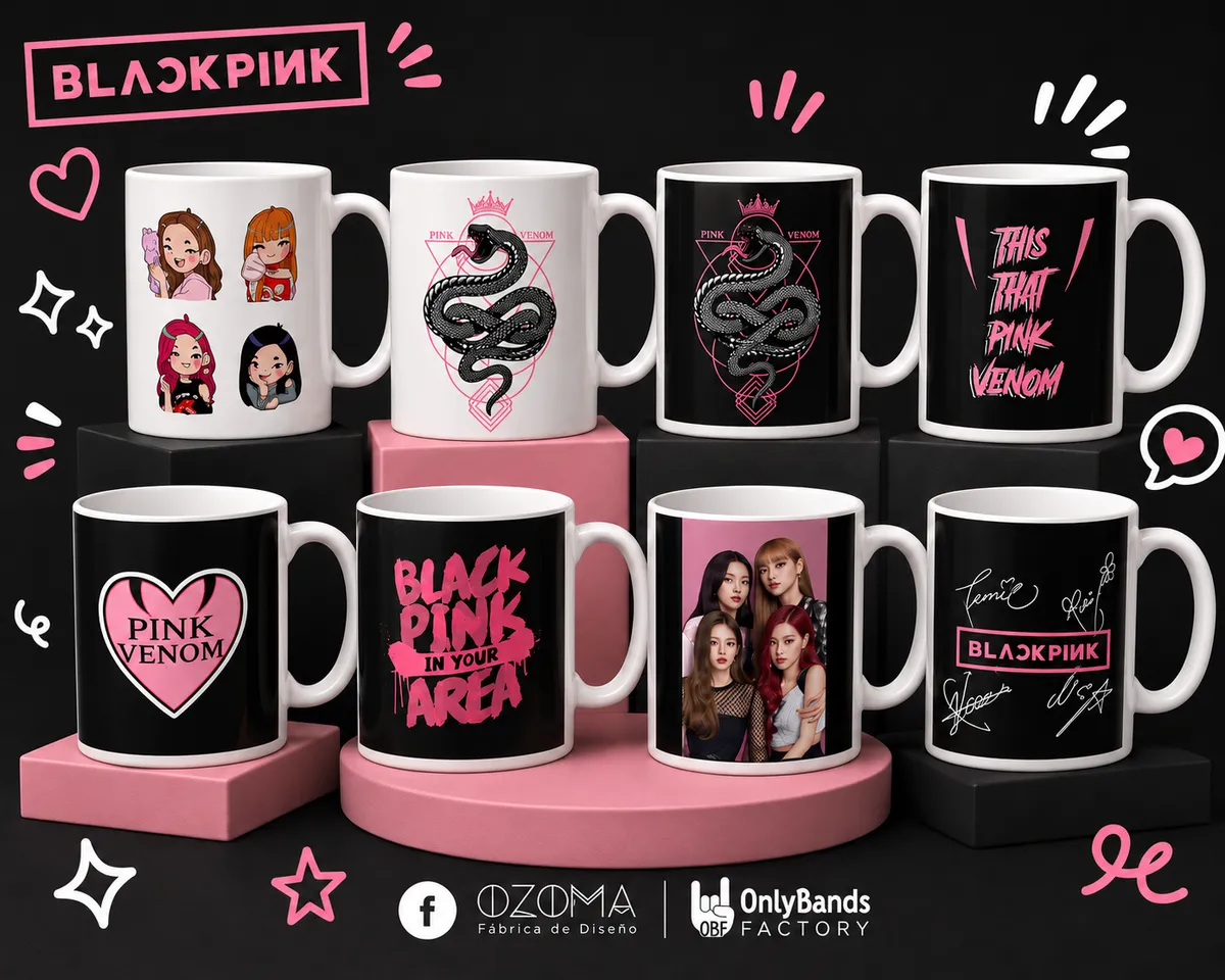 Taza Black Pink color blanco | K-Pop