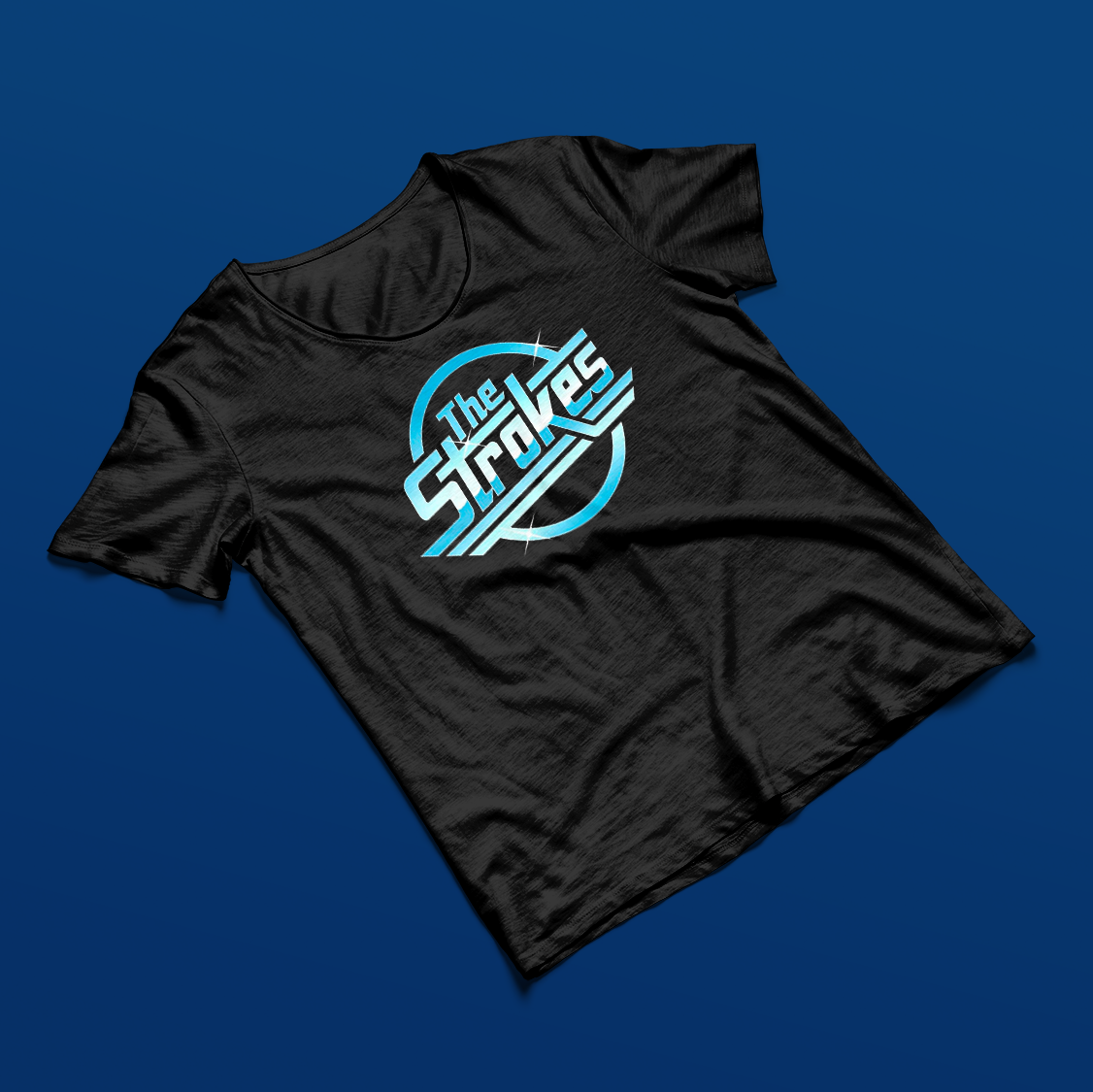 Playera The Strokes Logo Retro Cromo Azul