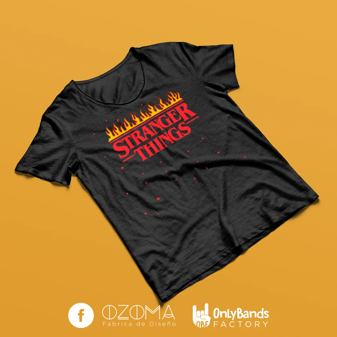 Playera Stranger Things Logo Flames - Modelo 4